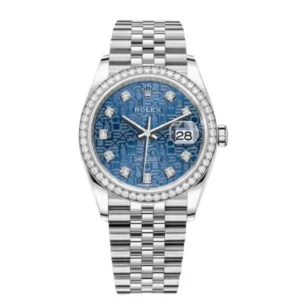 RLX Datejust 36mm 126284 Blue Jubilee Diamond Dial & Diamond Bezel, Stainless Steel Oyster Bracelet Watch