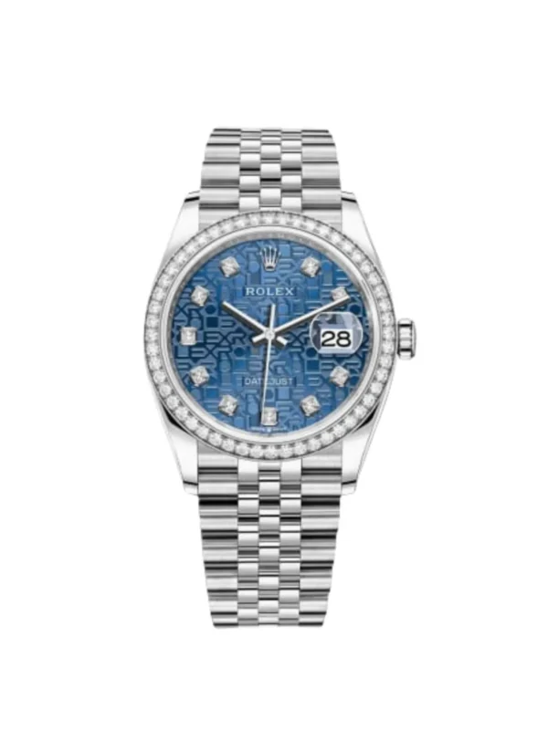 RLX Datejust 36mm 126284 Blue Jubilee Diamond Dial & Diamond Bezel, Stainless Steel Oyster Bracelet Watch