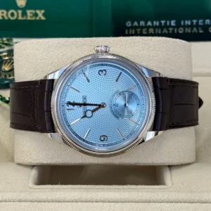 Rolex 1908 Platinum Ice Blue Dial Brown Alligator Strap - 52506-0002