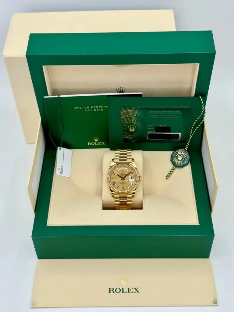RLX Day-Date "President" 40mm Yellow Gold Champagne Roman Numeral Dial - 228238