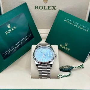 RLX Day-Date "President" 40mm Platinum Ice Blue Index Dial - 228236