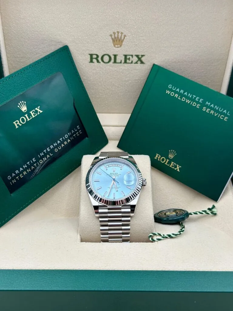 RLX Day-Date "President" 40mm Platinum Ice Blue Index Dial - 228236