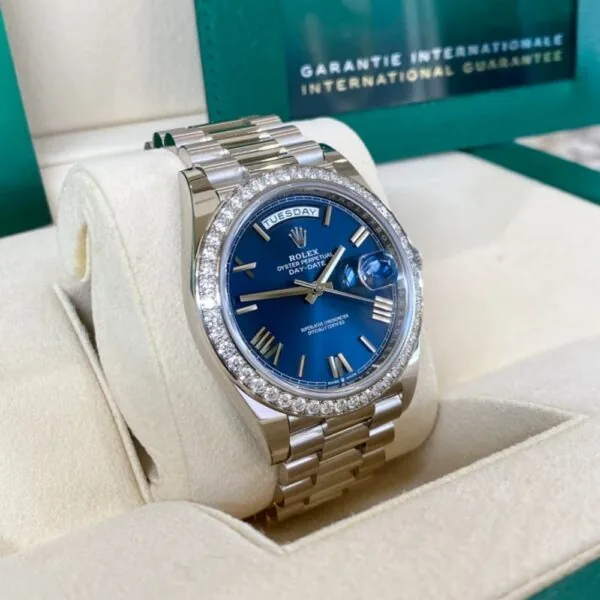 RLX Day-Date 40mm 228349RBR-0005 Bright Blue Dial President Bracelet