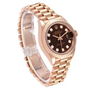 RLX Lady-Datejust 31mm 279175 Chocolate Diamond-Set Dial President Everose Gold