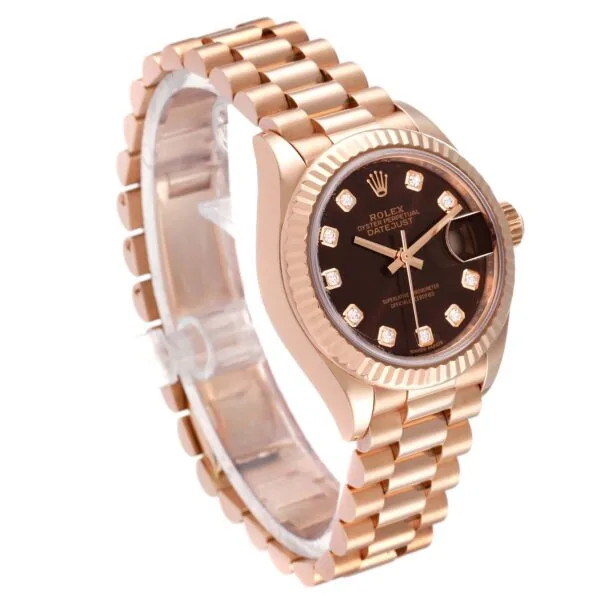 RLX Lady-Datejust 31mm 279175 Chocolate Diamond-Set Dial President Everose Gold