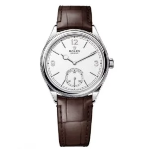 Rolex 1908 White Gold White Dial Brown Alligator Strap - 52509-0006