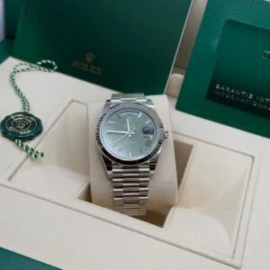 RLX Day-Date "President" 40mm Platinum Green Olive Roman Dial - 228236