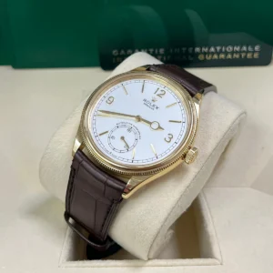 Rolex 1908 Yellow Gold White Dial Brown Alligator Strap - 52508-0006