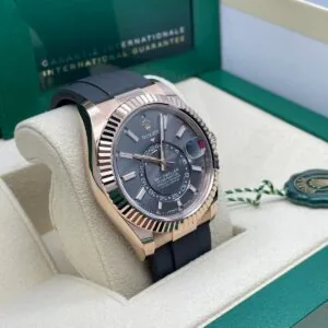 RLX Sky-Dweller 42mm Rose Gold Slate Dial Oysterflex - 336235