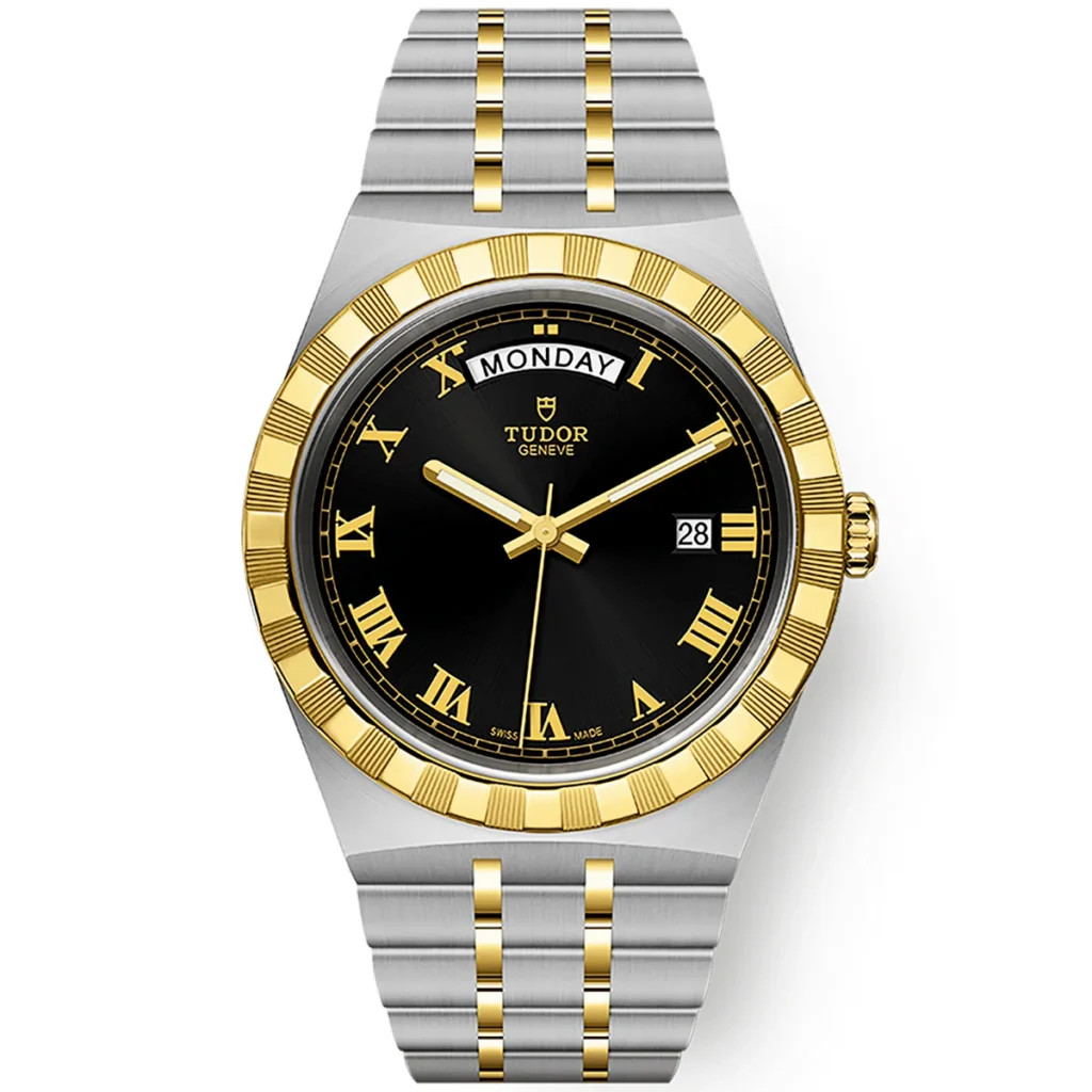 TUDOR Royal Date/Day 41mm S&G Black Roman Dial Automatic Watch M28603-0003
