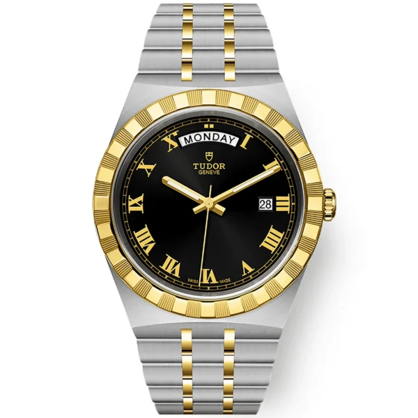 TUDOR Royal Date/Day 41mm S&G Black Roman Dial Automatic Watch M28603-0003
