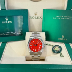 RLX Oyster Perpetual 36mm 126000-0007 Coral Red Dial Steel Watch
