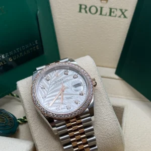 RLX Datejust 36mm 126281 Silver Palm Motif Diamond Dial Oyster Bracelet