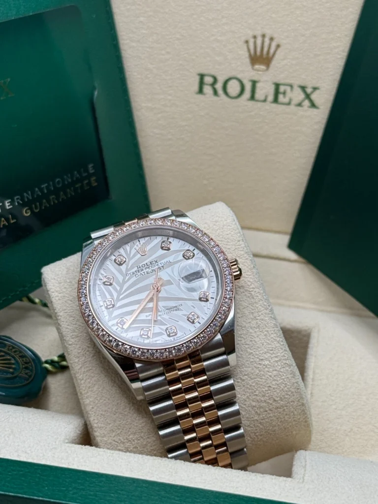 RLX Datejust 36mm 126281 Silver Palm Motif Diamond Dial Oyster Bracelet