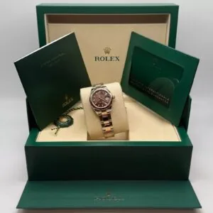 RLX Lady-Datejust 31mm 279161 Chocolate Stick Dial, Two Tone Stainless Steel & 18K Rose Gold Oyster Bracelet Women's Watch