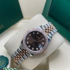 RLX Datejust m278381-0027/0028 Chocolate Diamond 31mm Dial Diamond-Set Bezel and Oyster Bracelet Watch