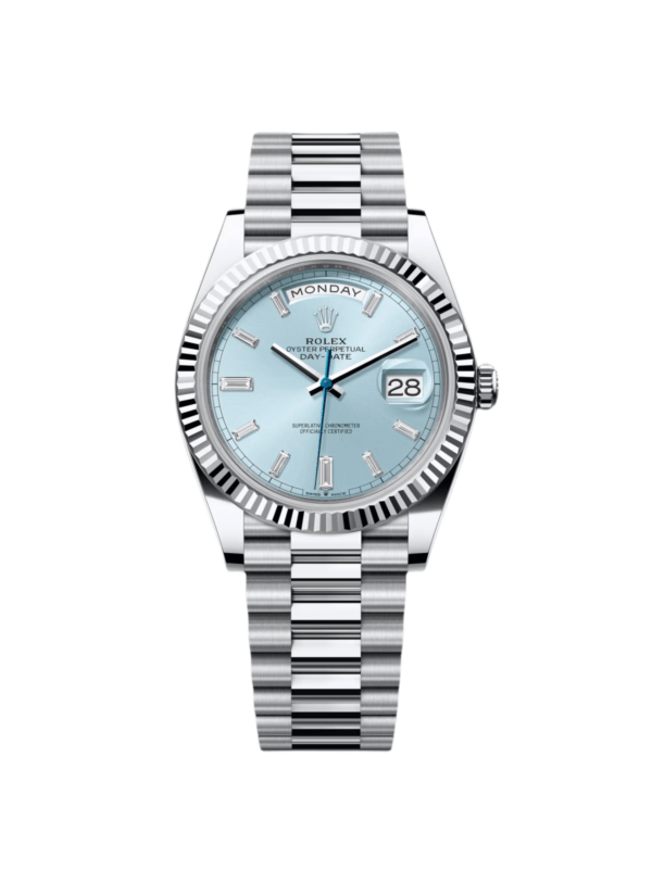 RLX Day-Date "President" 40mm Platinum Ice Blue Baguette Dial - 228236