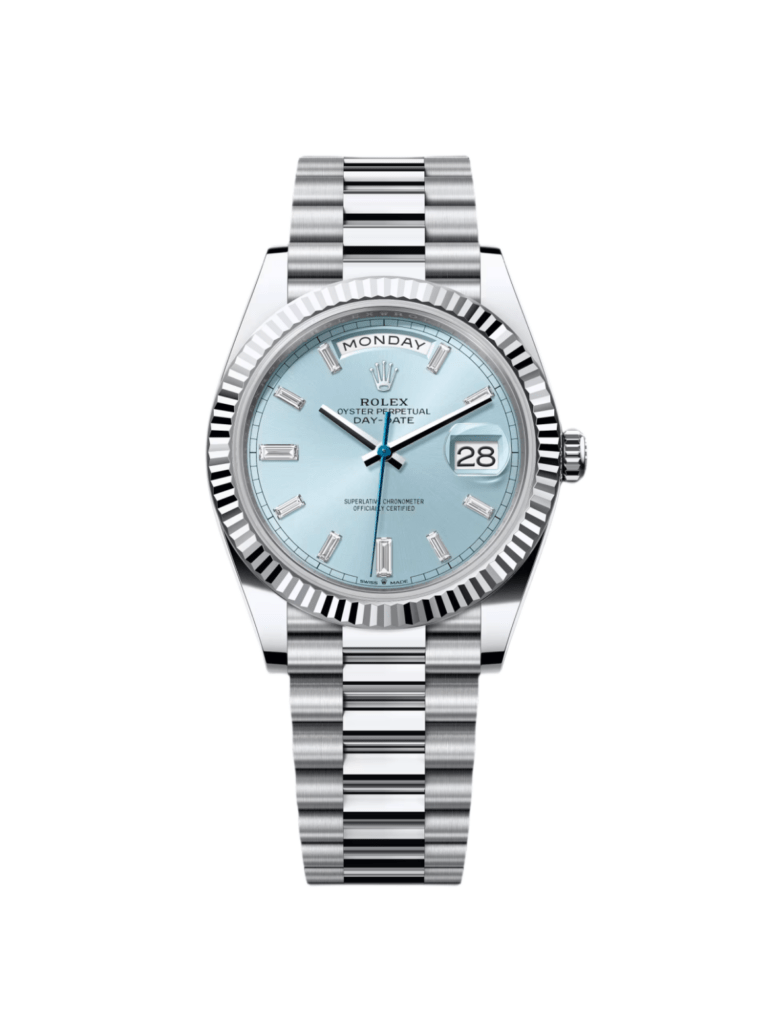 RLX Day-Date "President" 40mm Platinum Ice Blue Baguette Dial - 228236