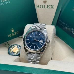 RLX Datejust 41mm Blue Fluted Motif Index Dial Jubilee Bracelet Watch - 126334