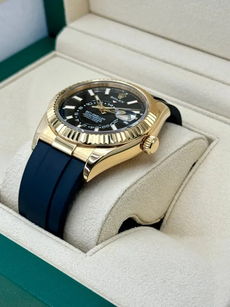 RLX Sky-Dweller 42mm Yellow Gold Black Dial Oysterflex - 336238