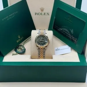 RLX Datejust m278273-0031/0032 31mm Olive Green Floral Motif Dial Stainless Steel and Yellow Gold Oyster Watch