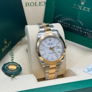 RLX Datejust 41mm 126303 White Index Oyster Steel and Yellow Gold Mens Watch