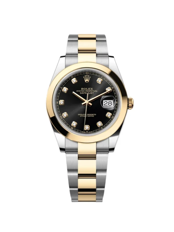 RLX Datejust 41mm 126303 Black Diamond Oyster Steel and Yellow Gold Mens Watch