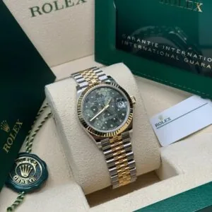 RLX Datejust m278273-0031/0032 31mm Olive Green Floral Motif Dial Stainless Steel and Yellow Gold Oyster Watch