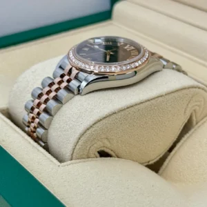 RLX Datejust m278381-0005/0006 Chocolate Roman Diamond 31mm Dial Diamond-Set Bezel and Oyster Bracelet Watch