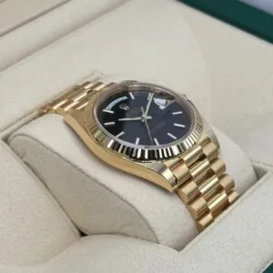 RLX Day-Date "President" 40mm Yellow Gold Black Index Dial - 228238