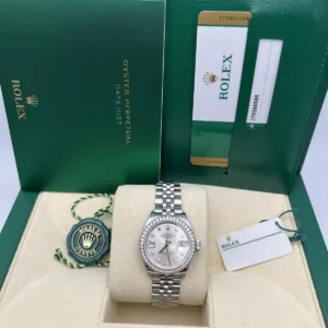 RLX Lady-Datejust 31mm 279384RBR Silver Diamond Dial & Diamond Bezel, Stainless Steel Jubilee Bracelet Women's Watch