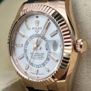 RLX Sky-Dweller 42mm Rose Gold White Dial Oysterflex - 336235