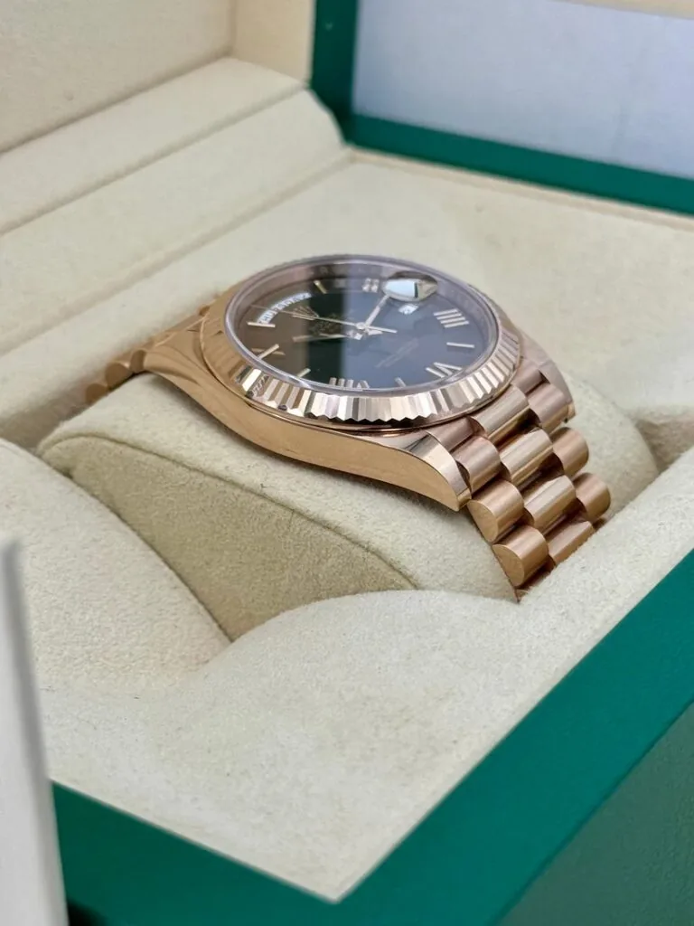 RLX Day-Date "President" 40mm Everose Gold Chocolate Roman Dial - 228235