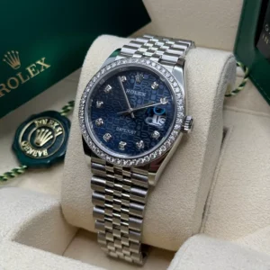 RLX Datejust 36mm 126284 Blue Jubilee Diamond Dial & Diamond Bezel, Stainless Steel Oyster Bracelet Watch