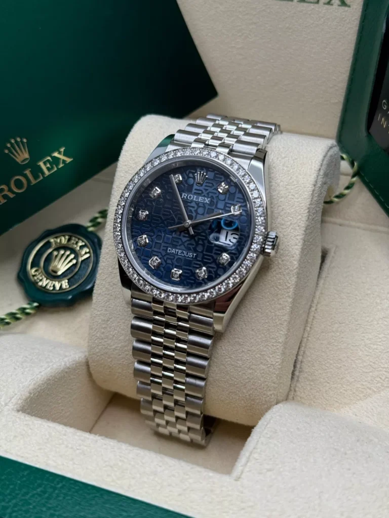 RLX Datejust 36mm 126284 Blue Jubilee Diamond Dial & Diamond Bezel, Stainless Steel Oyster Bracelet Watch