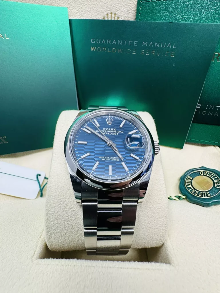 RLX Datejust 36mm 126200 Oyster Perpetual Blue Fluted Motif Dial Jubilee Stainless Steel