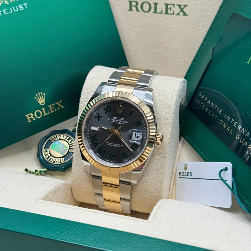 RLX Datejust 41mm 126333 Two-Tone Yellow Gold Fluted Bezel "Wimbledon" Dial Oyster