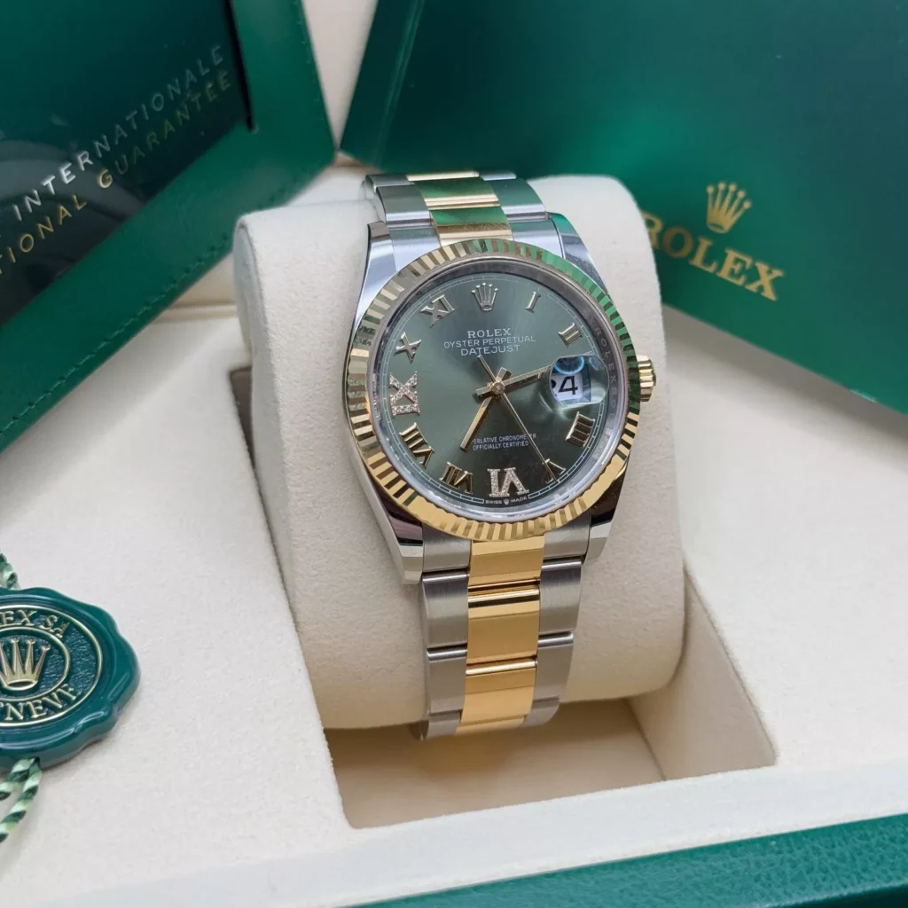 RLX Datejust 36mm 126233 Olive-green Roman Diamond Dial Two-Tone Jubilee Bracelet
