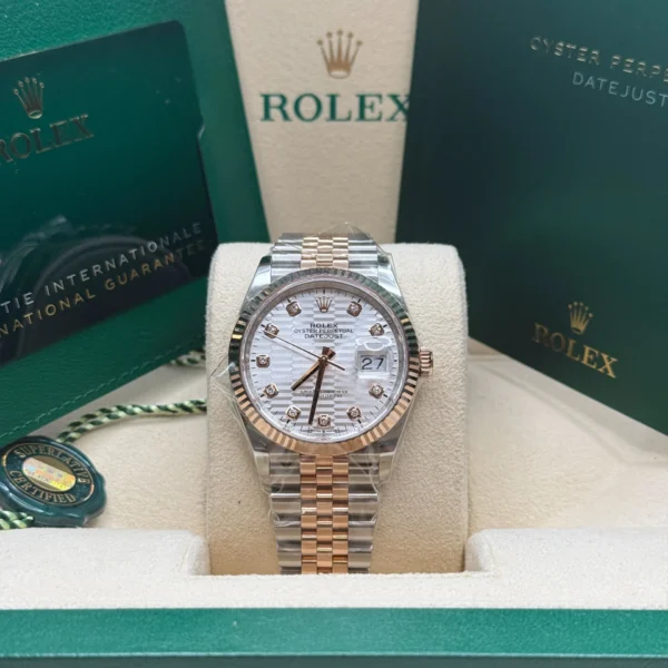 RLX Datejust 36mm 126231 Silver Fluted Motif Dial Oystersteel and Everose gold Bracelet