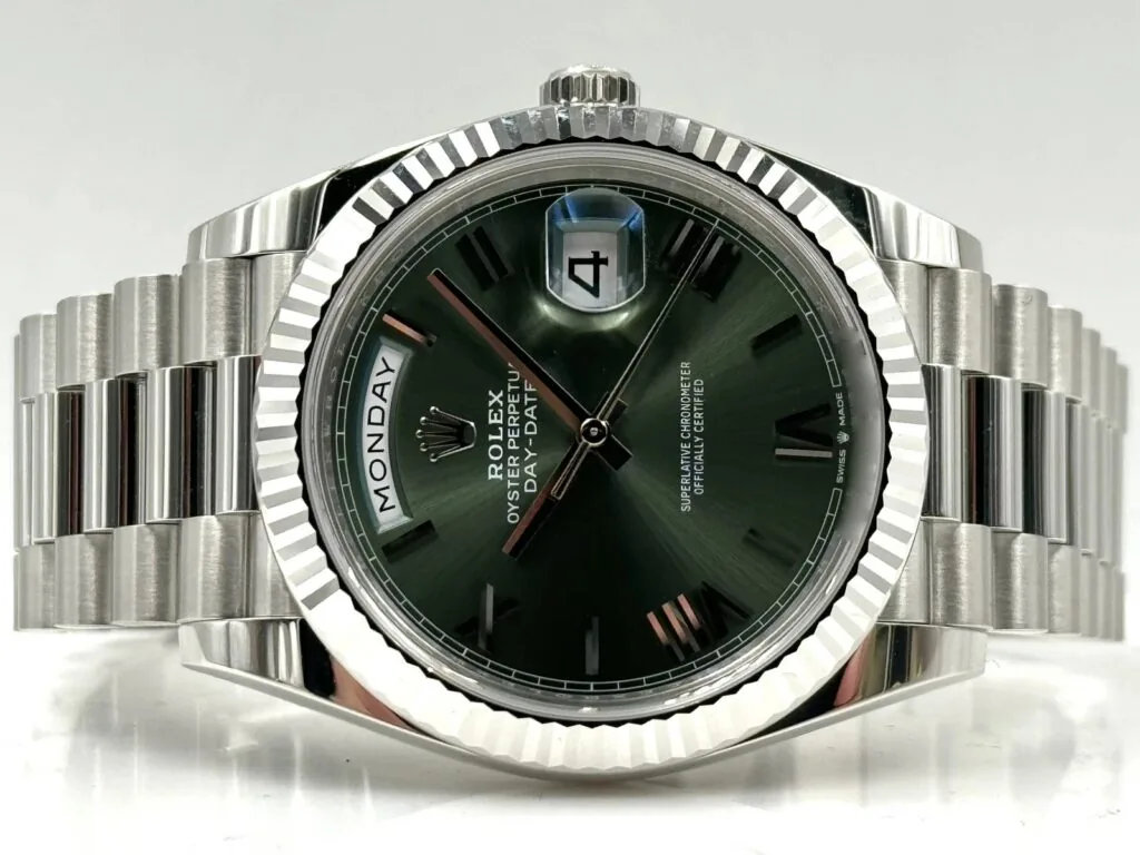 RLX Day-Date "President" 40mm Platinum Green Olive Roman Dial - 228236