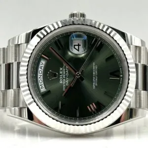 RLX Day-Date "President" 40mm Platinum Green Olive Roman Dial - 228236