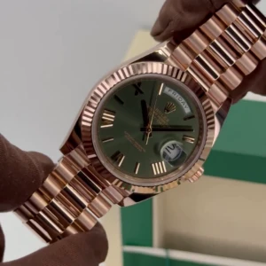RLX Day-Date "President" 36mm Everose Gold Olive Green Roman Dial 128235