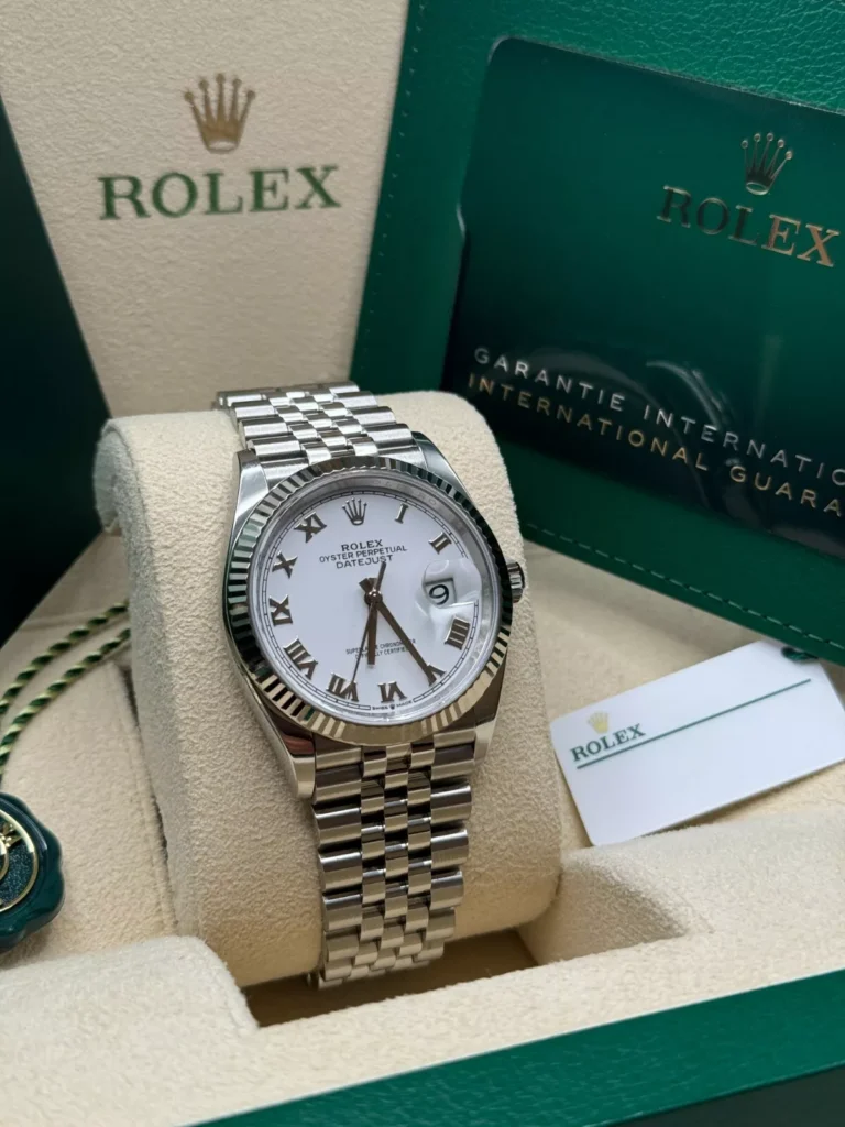RLX Datejust 41mm Smooth Bezel White Roman Dial Jubilee - 126300