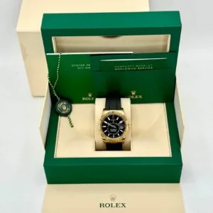 RLX Sky-Dweller 42mm Yellow Gold Black Dial Oysterflex - 336238