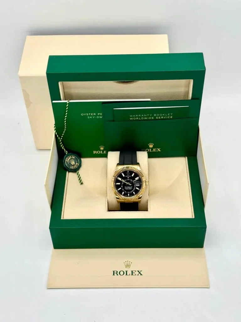 RLX Sky-Dweller 42mm Yellow Gold Black Dial Oysterflex - 336238