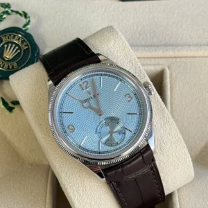 Rolex 1908 Platinum Ice Blue Dial Brown Alligator Strap - 52506-0002