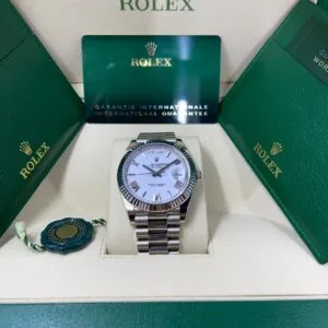 RLX Day-Date "President" 40mm White Gold White Roman Dial - 228239