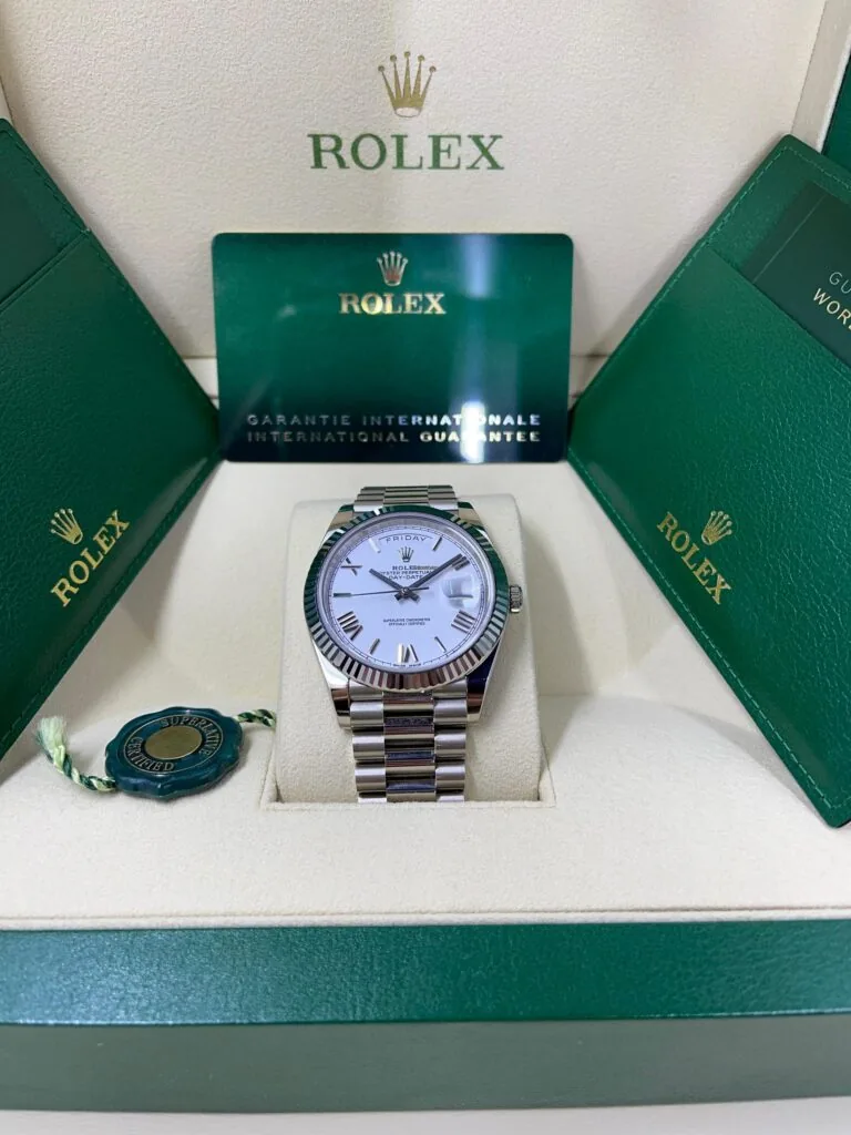 RLX Day-Date "President" 40mm White Gold White Roman Dial - 228239
