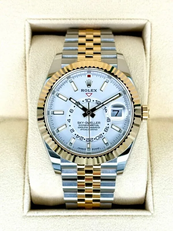 RLX Sky-Dweller 42mm 336933-0005/0006 Two-Tone Yellow Gold White Dial Oyster