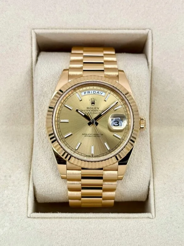 RLX Day-Date "President" 40mm Yellow Gold Champagne Index Dial - 228238